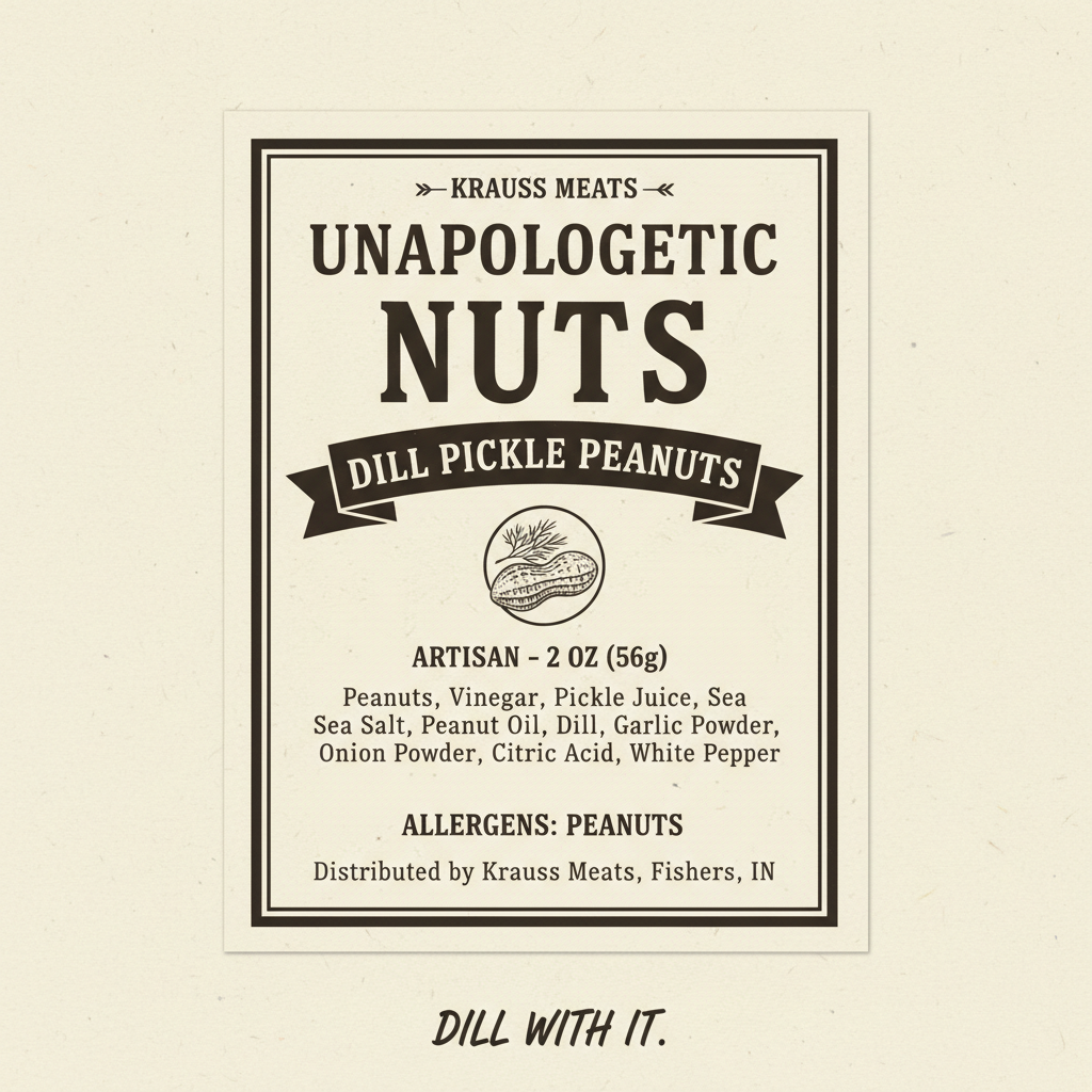 Dill Pickle Peanuts label